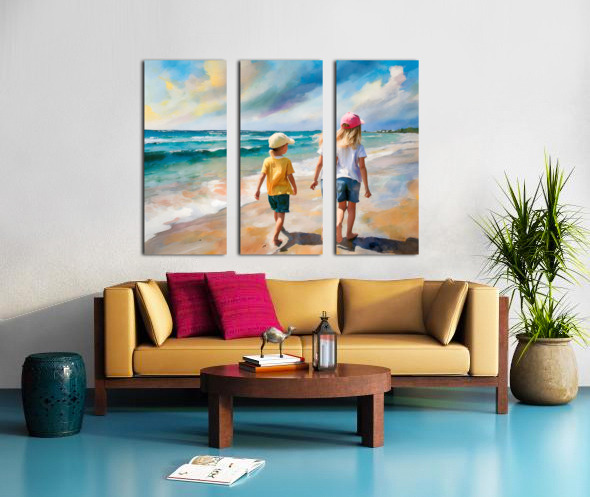 Sisters on the Beach Split Canvas print