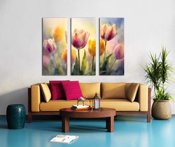 Luminous Tulips Split Canvas print