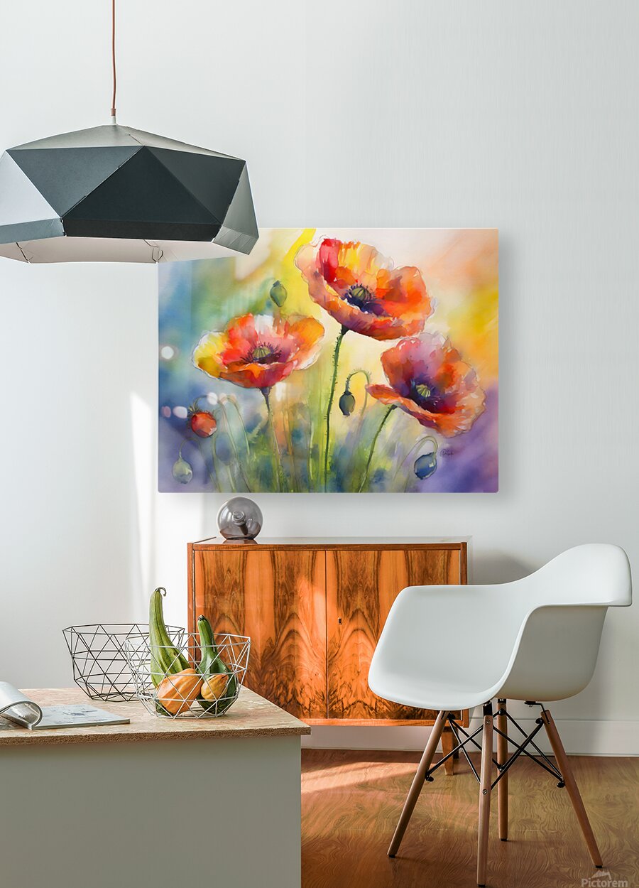 Dancing Poppies  HD Metal print with Floating Frame on Back