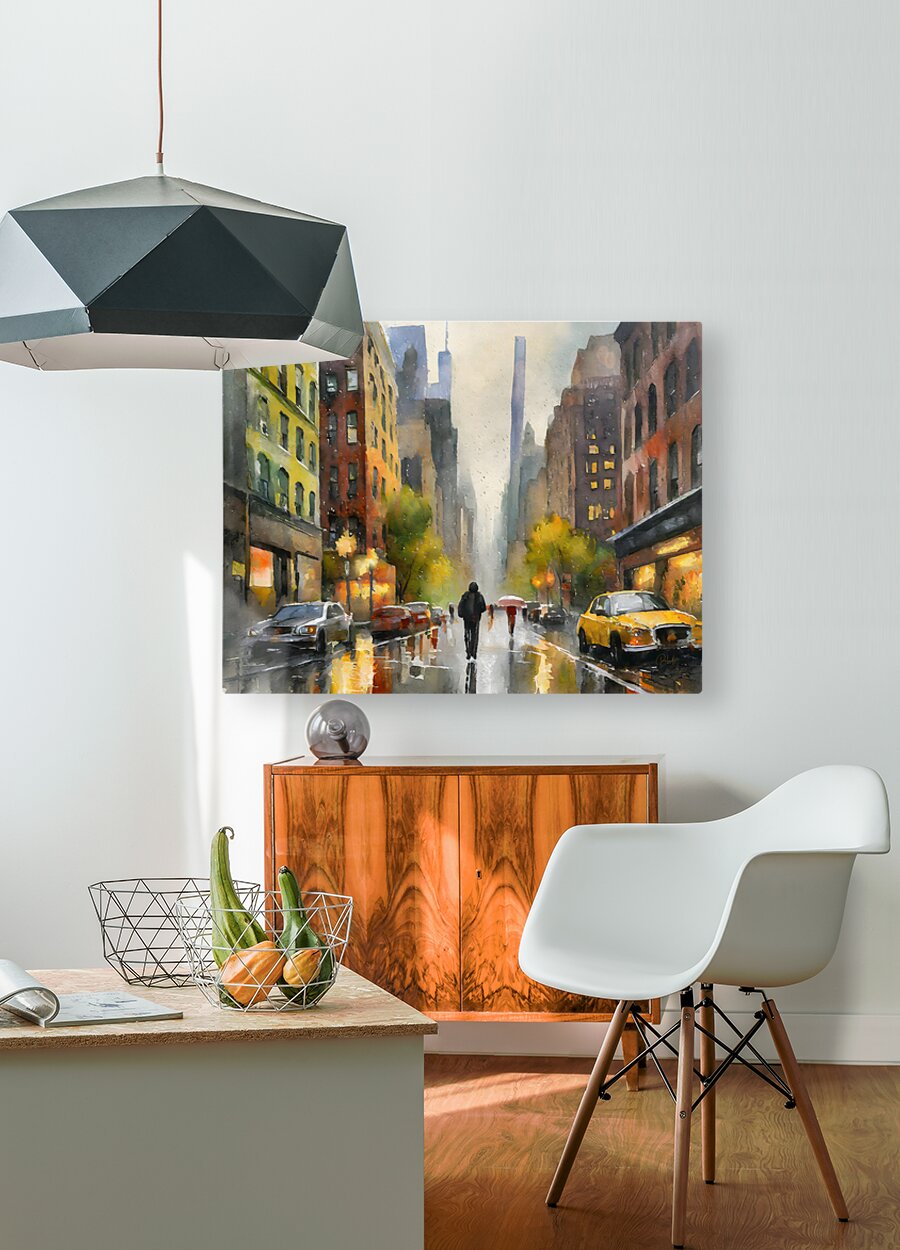 Rainy Day in Manhattan  HD Metal print with Floating Frame on Back