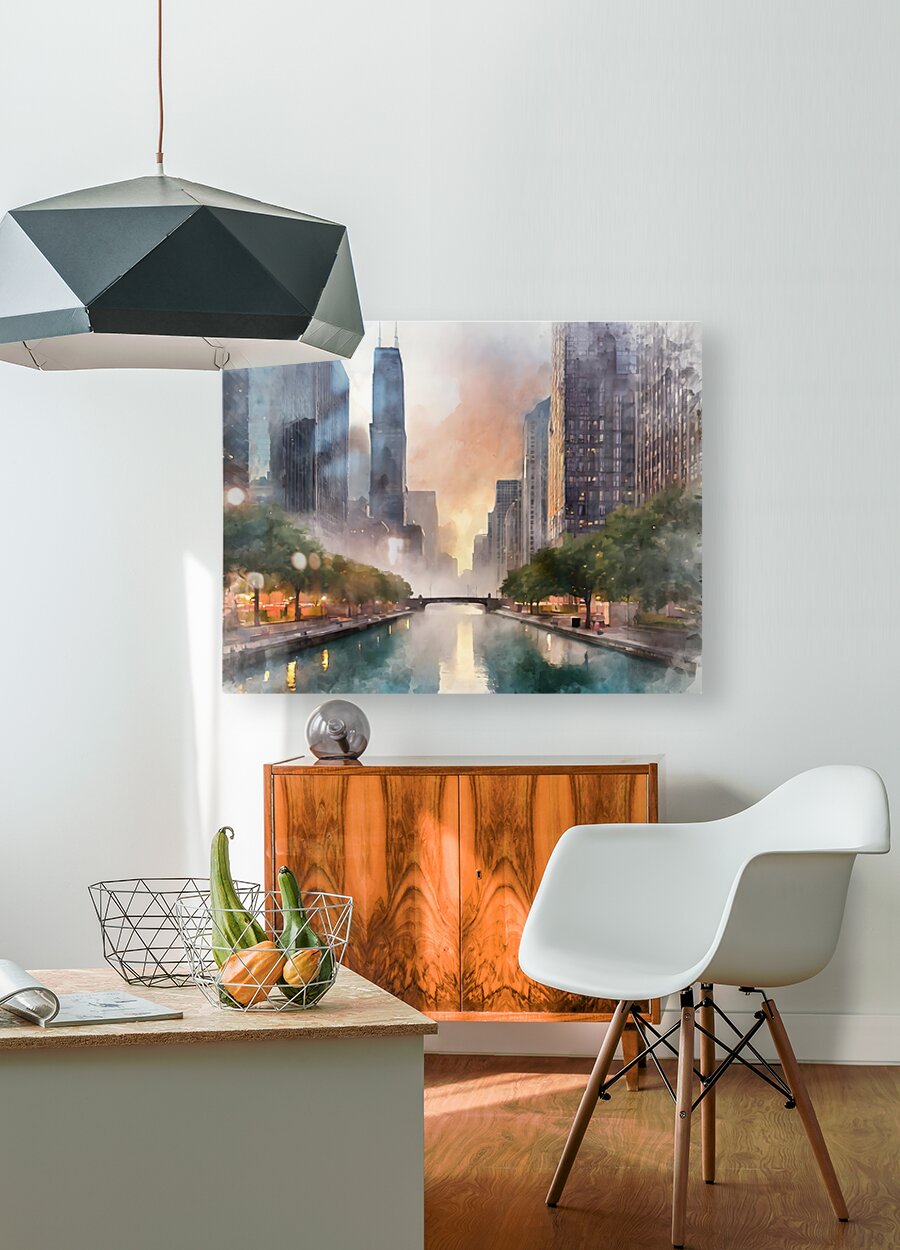 Chicago Riverwalk  HD Metal print with Floating Frame on Back