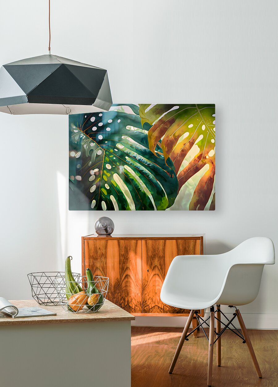 Philodendron Fronds I  HD Metal print with Floating Frame on Back