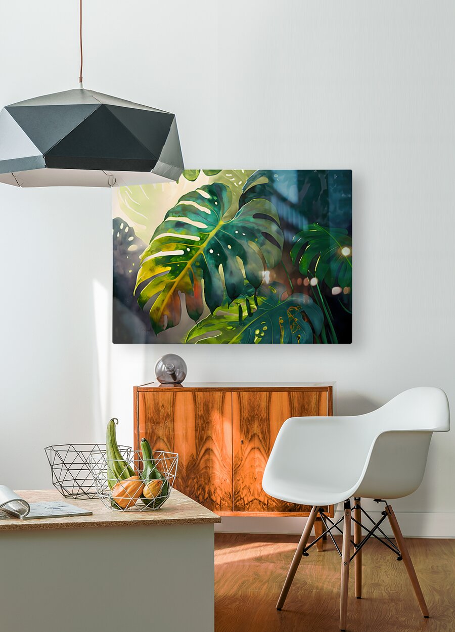Philodendron Fronds II  HD Metal print with Floating Frame on Back