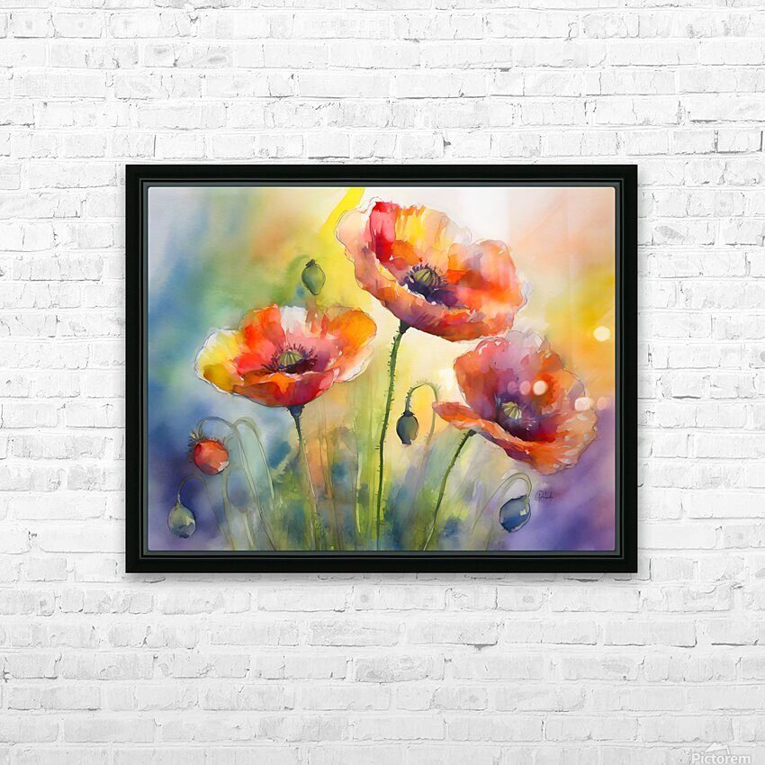 Dancing Poppies HD Sublimation Metal print with Decorating Float Frame (BOX)