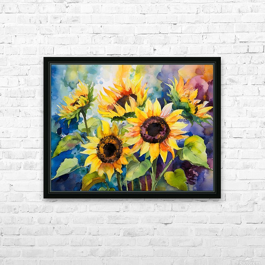 Sunflowers and Colors HD Sublimation Metal print with Decorating Float Frame (BOX)