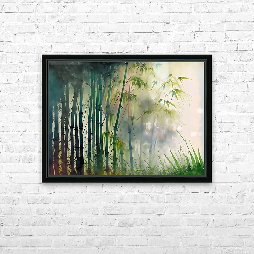 Bamboo Trees in the Fog HD Sublimation Metal print with Decorating Float Frame (BOX)