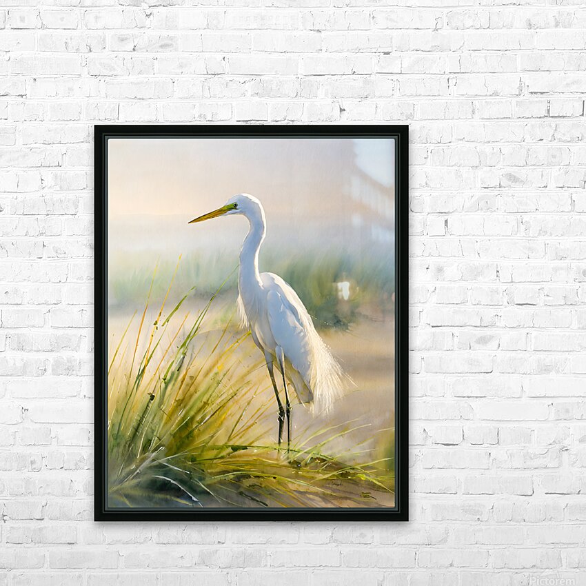 Egret By The Sea HD Sublimation Metal print with Decorating Float Frame (BOX)