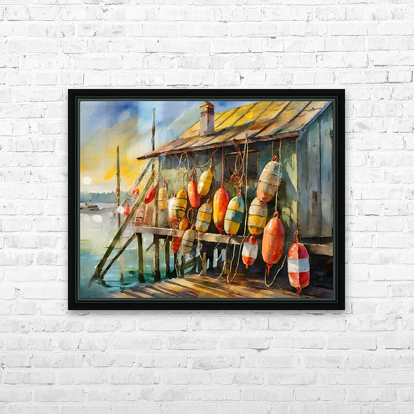 Lobster Buoy Shack HD Sublimation Metal print with Decorating Float Frame (BOX)