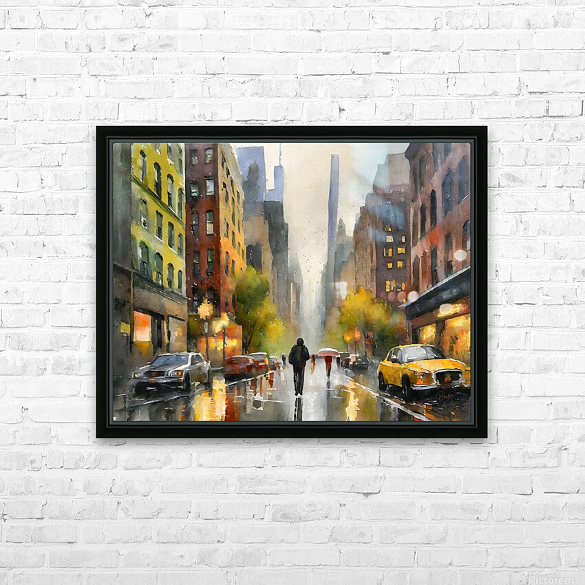 Rainy Day in Manhattan HD Sublimation Metal print with Decorating Float Frame (BOX)
