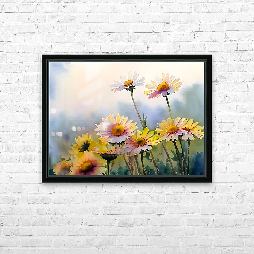 Barberton Daisies Watercolor HD Sublimation Metal print with Decorating Float Frame (BOX)