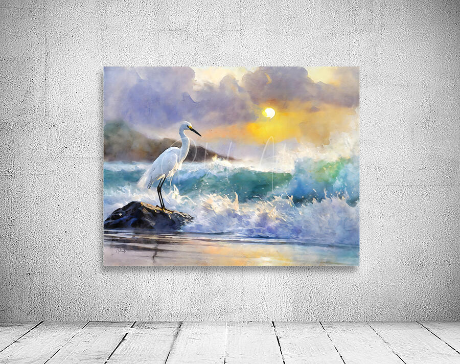 The Egret And The Rough Sea by Pabodie Art