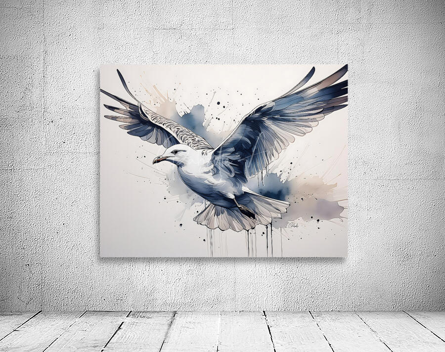 Sea Gull Ink Wash by Pabodie Art