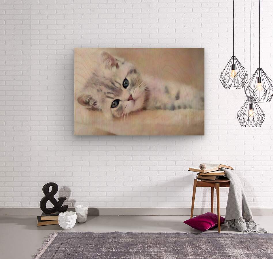 Kitty Cat Snuggling In  Wood print