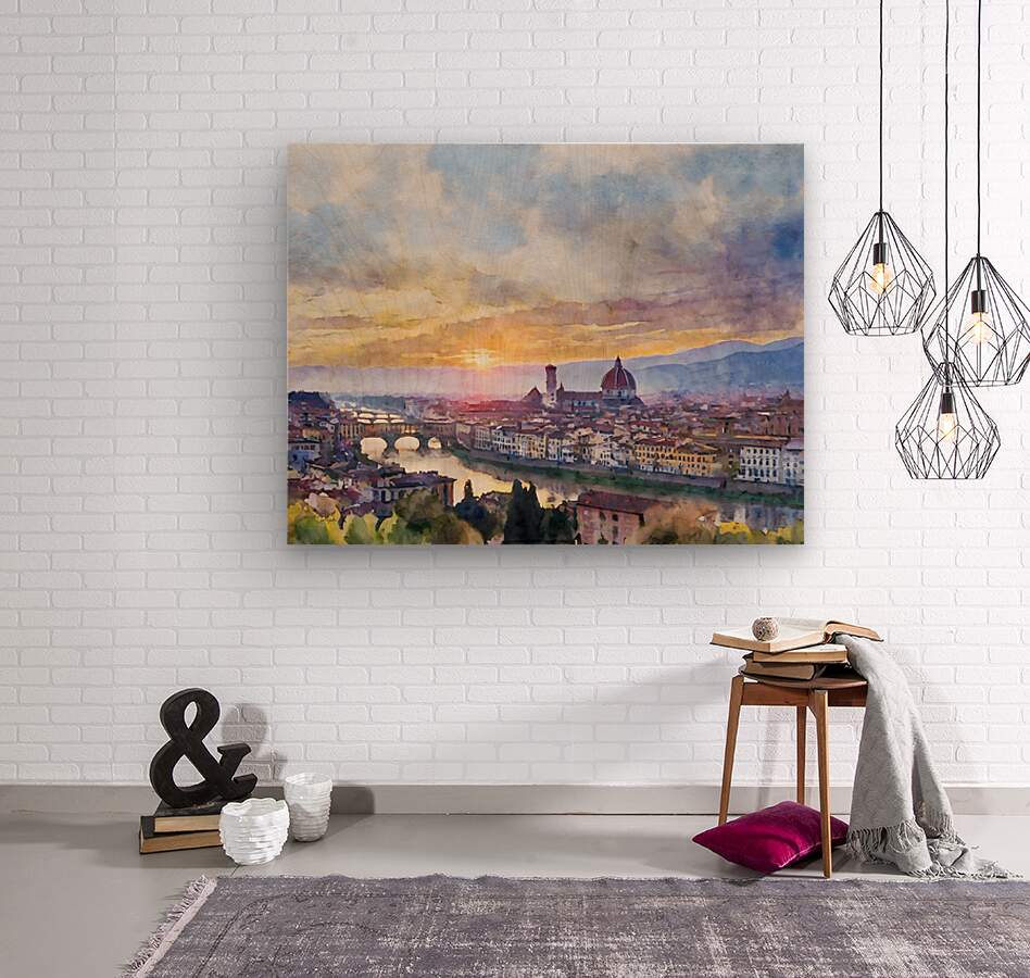 Florence Italy Skyline  Wood print