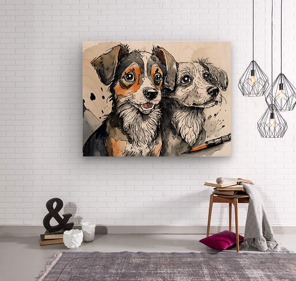 Puppy Pals  Wood print