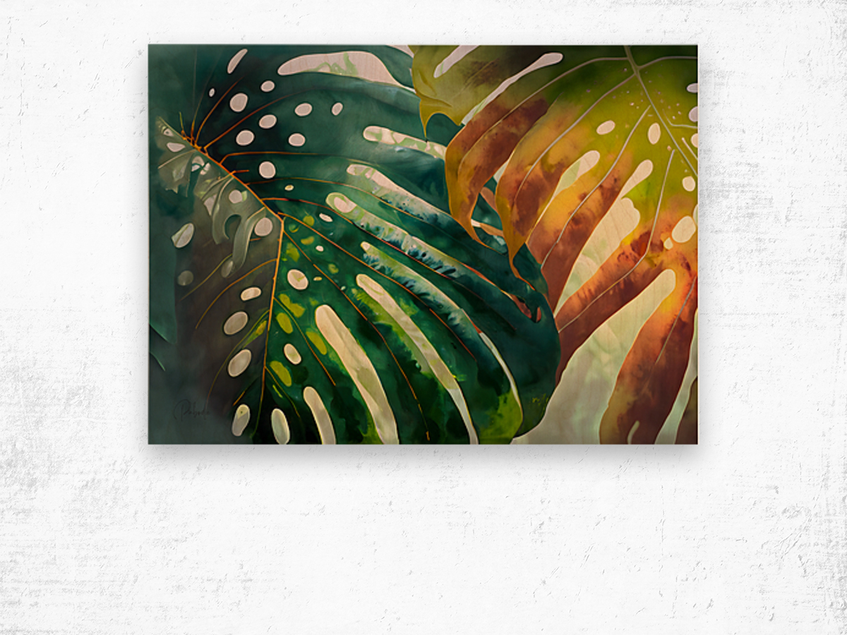 Philodendron Fronds I Wood print