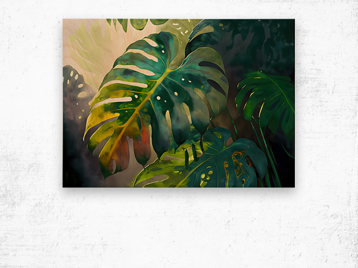 Philodendron Fronds II Wood print
